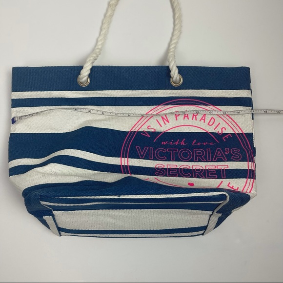 Victoria’s Secret VS in Paradise Blue Striped Tote Beach Bag - Picture 11 of 13